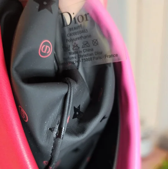 Dior Beauty Red & Pink Vegan Leather Two-Tone Pouch with crossbody chain NWOT - Picture 15 of 15